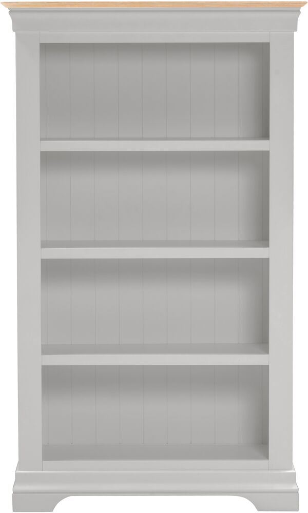 Buy pebble grey bookcase with oak accents