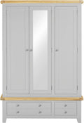Buy pebble grey wardrobe with three doors and two drawers