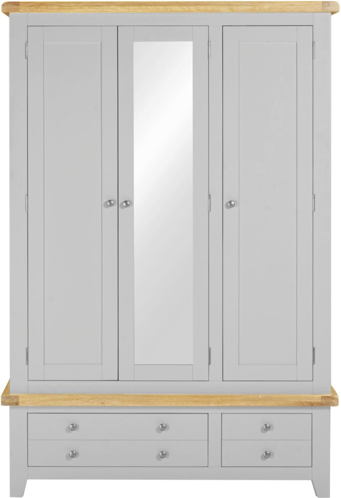 Buy pebble grey wardrobe with three doors and two drawers