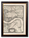 Buy remastered 1746 antique London map three frame triptych print UK
