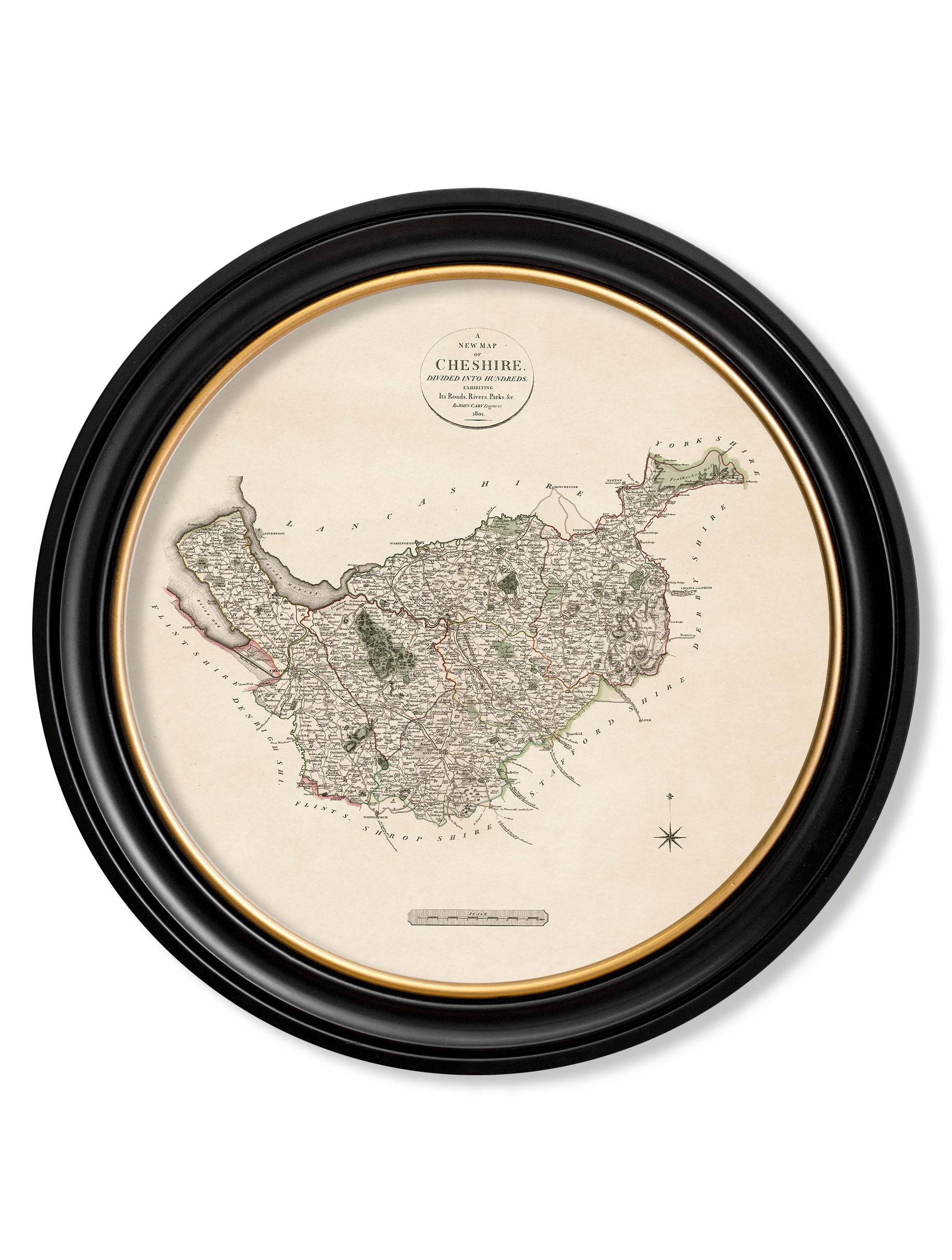 Buy restored 1806 English county map round framed print Blythe Living
