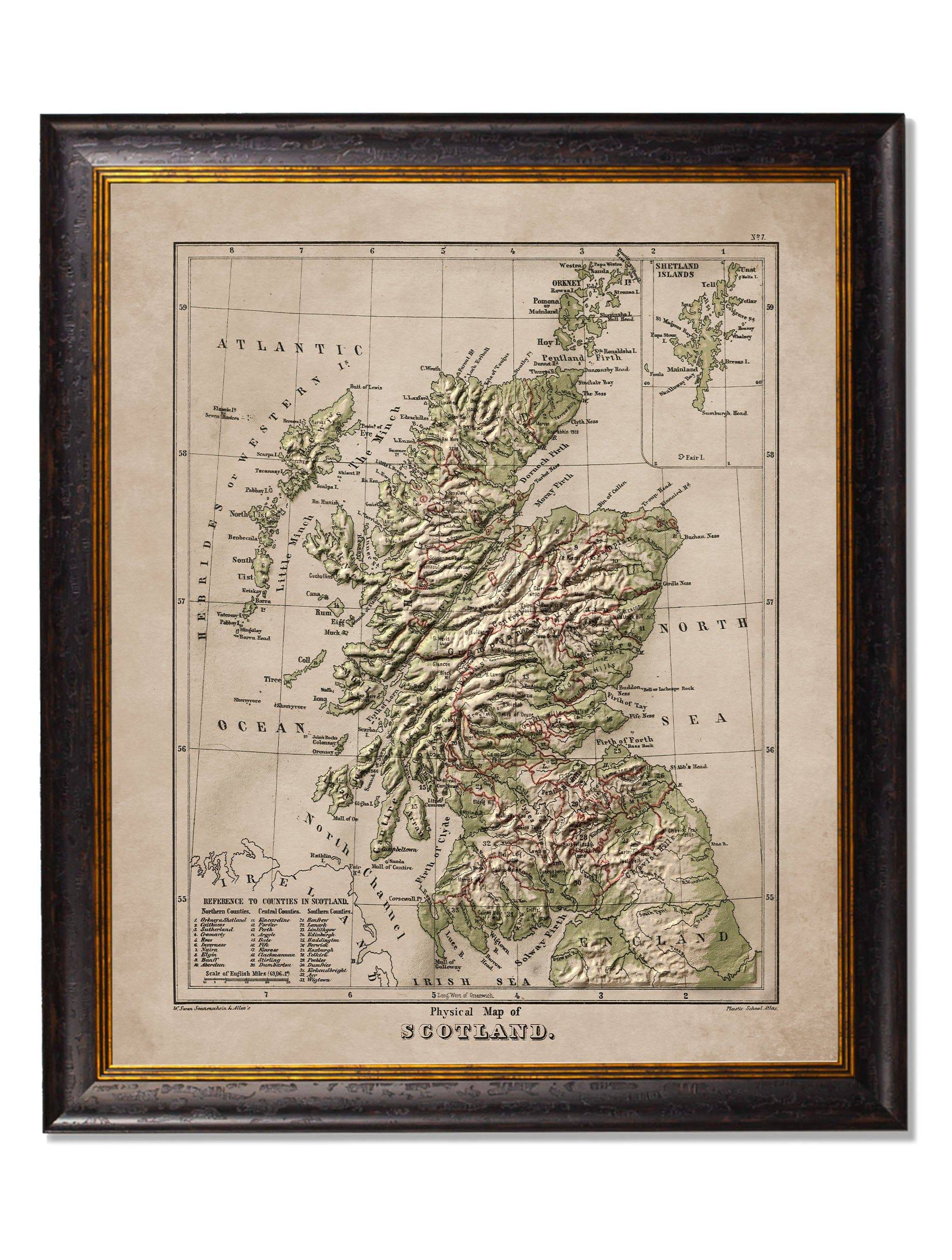Buy restored 1880 England Scotland Ireland map framed print Blythe Living
