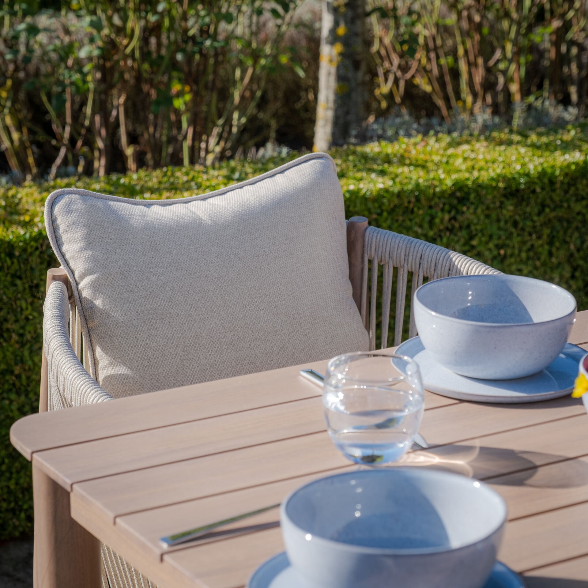 Buy sleek slatted rectangular outdoor dining table online UK