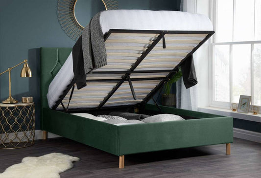 Buy the Loxley Ottoman Bed Green Velvet for a bold, modern upgrade. The Loxley Ottoman Bed Green offers deep storage and premium velvet comfort.