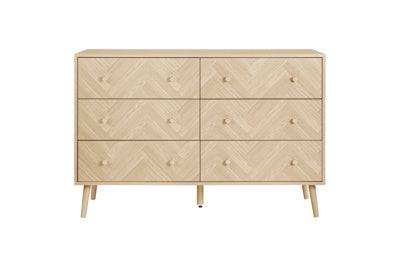 Buy wide oak effect chest of drawers herringbone design free UK delivery
