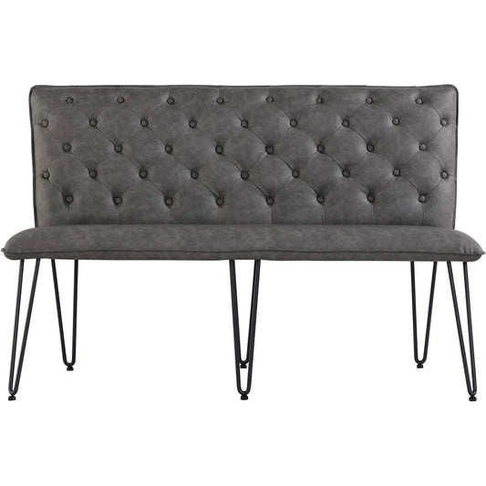 Studded Back Bench 140cm Grey