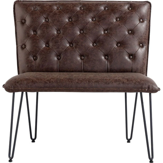 Studded Back Bench 90cm Brown