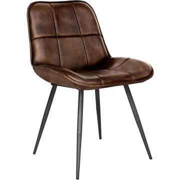 Essentials Leather & Iron Chair Brown