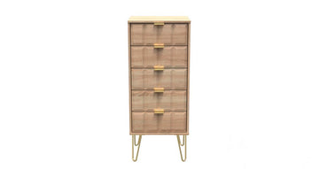 Cube 5 Drawer Bedside Cabinet in Bardolino Oak