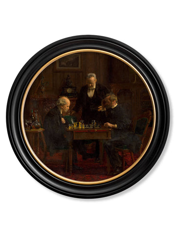 c.1876 The Chess Players - Thomas Eakins - Round Frame - Blythe Living