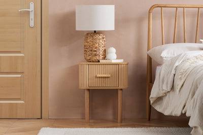 Chic Axel 1 Drawer Fluted Bedside Oak - Blythe Living