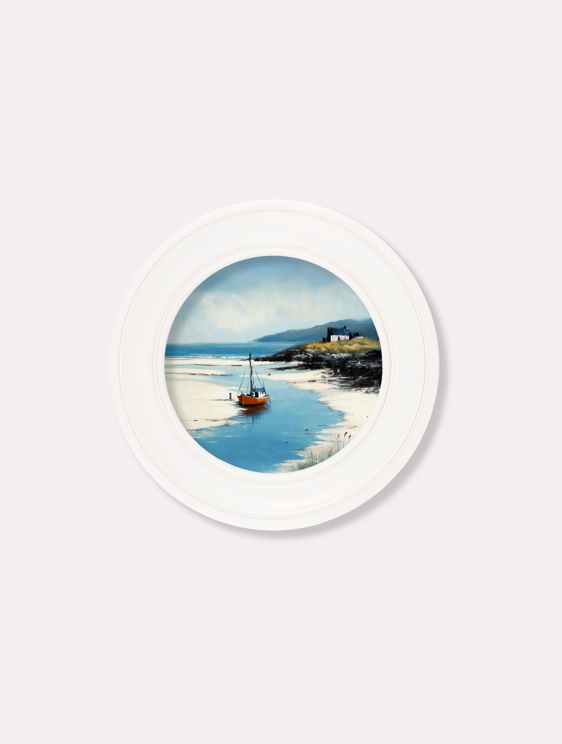 The Coastal Boat - Oxford White Round Frame - Blythe Living