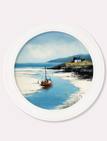 The Coastal Boat - Oxford White Round Frame - Blythe Living