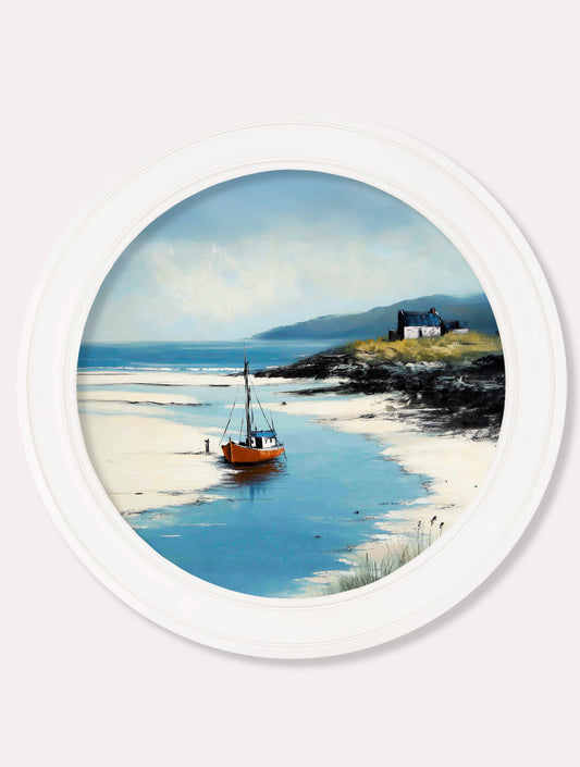 The Coastal Boat - Oxford White Round Frame - Blythe Living
