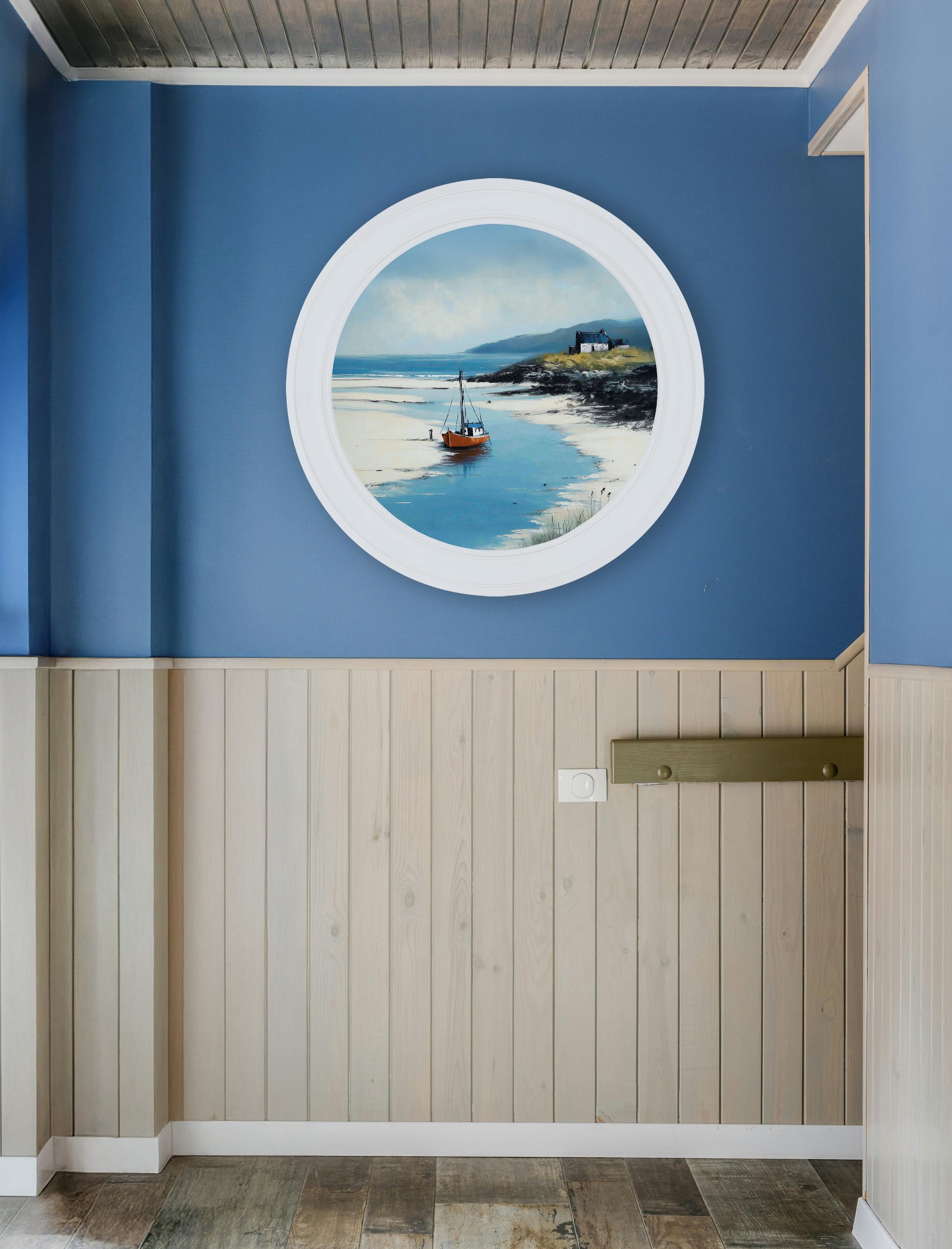 The Coastal Boat - Oxford White Round Frame - Blythe Living