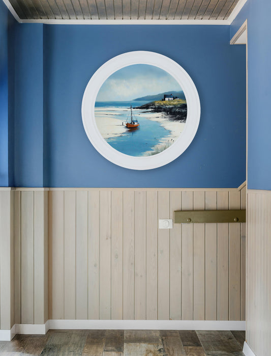 The Coastal Boat - Oxford White Round Frame - Blythe Living