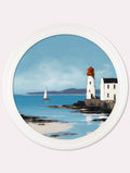 The Coastal Lighthouse - Oxford White Round Frame - Blythe Living
