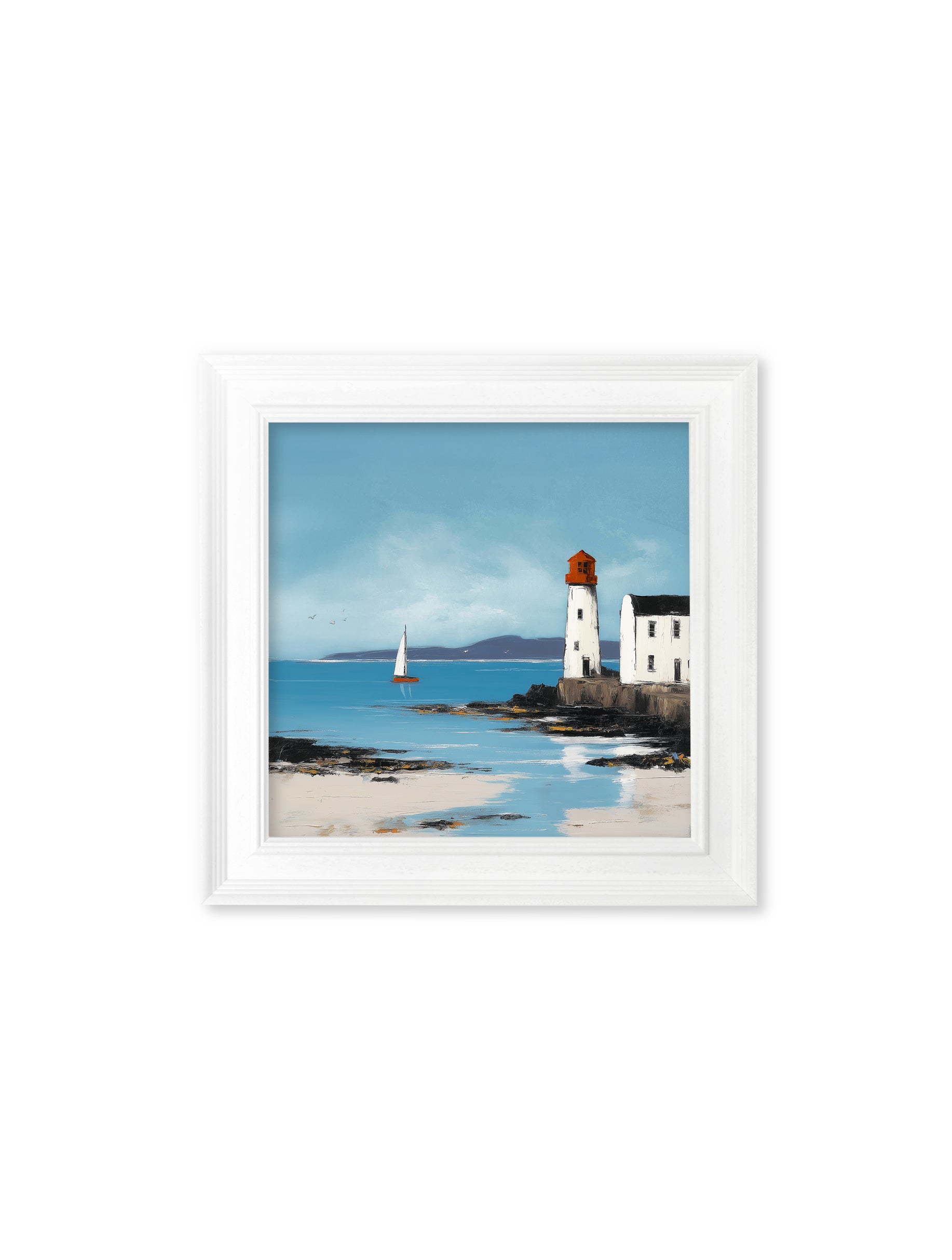 The Coastal Lighthouse - White Hurstwood Square Frame - Blythe Living