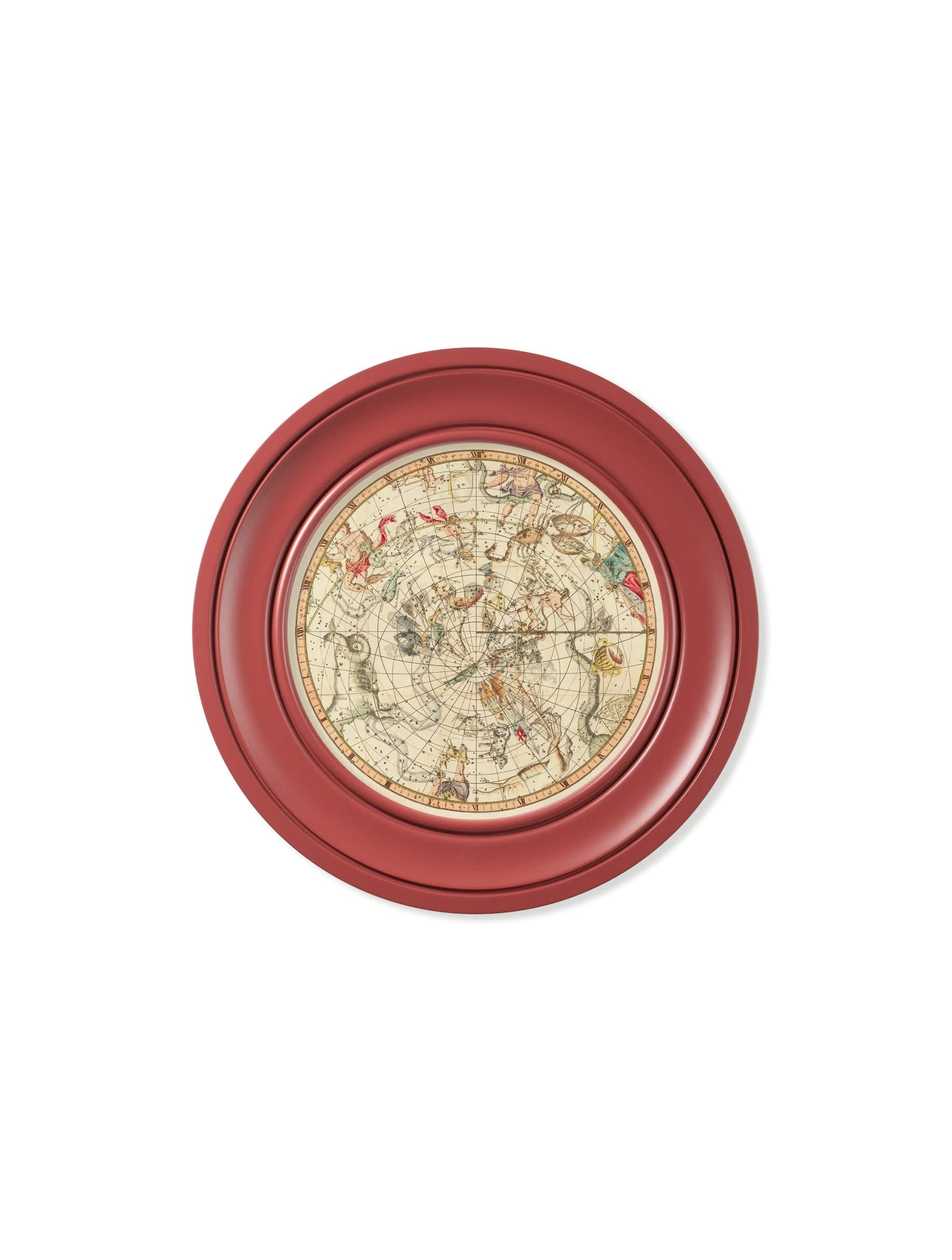 c.1820 Map of Constellations - Round Frame Red - Blythe Living