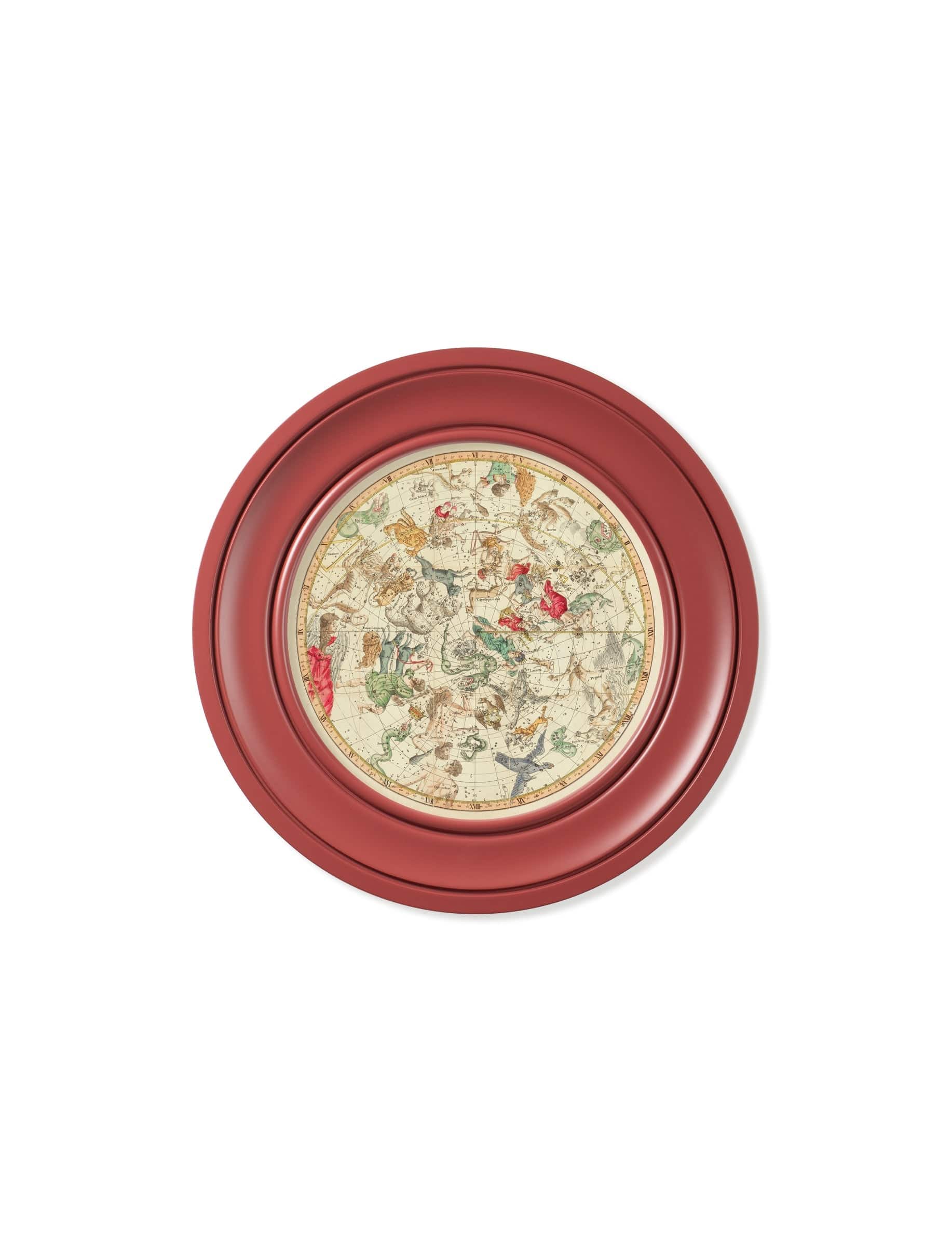 c.1820 Map of Constellations - Round Frame Red - Blythe Living