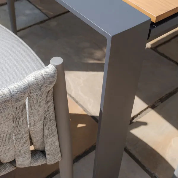 Contemporary cool linen rope weave garden dining chairs for sale free UK delivery