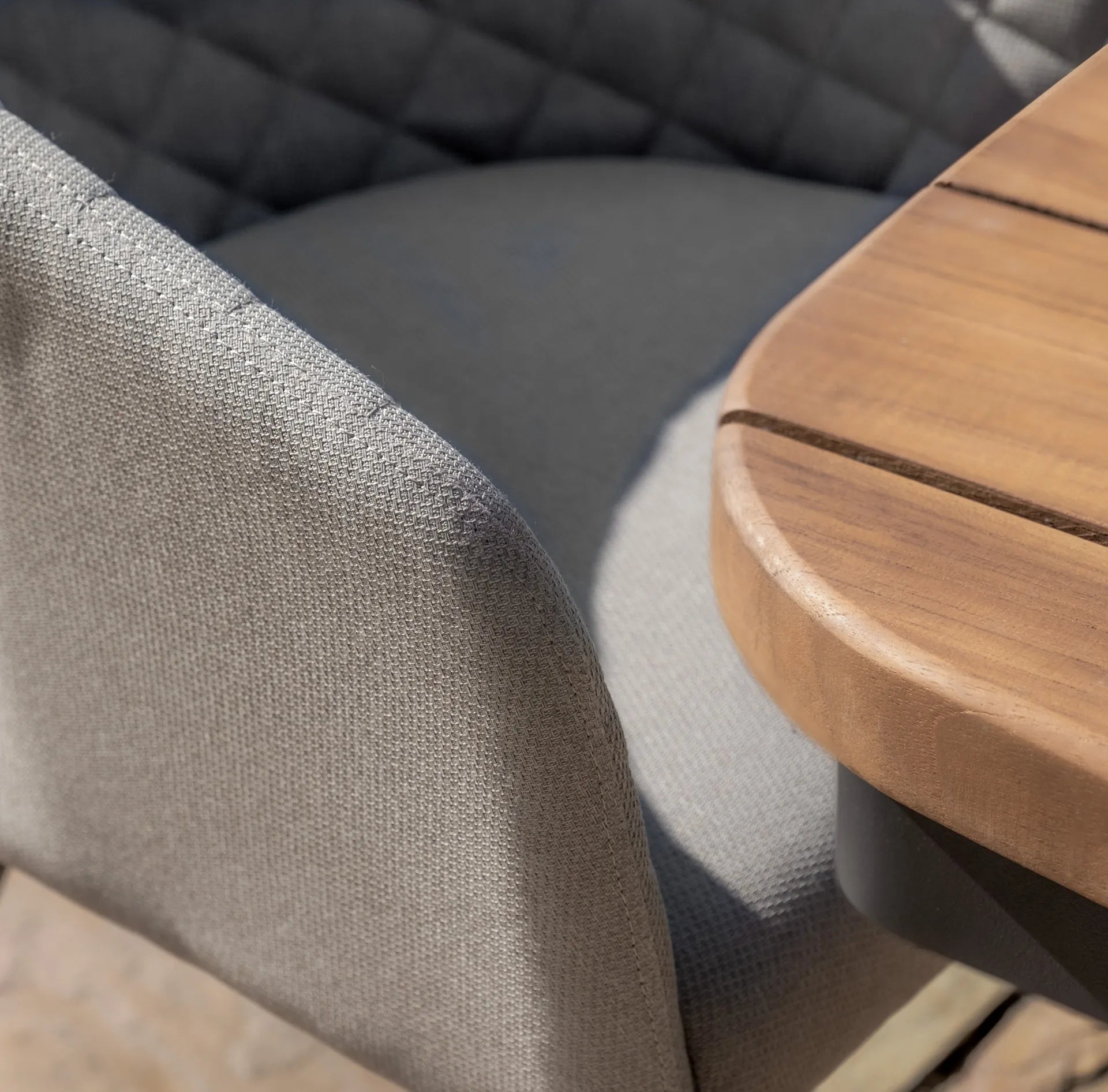 Contemporary oatmeal fabric upholstered garden dining chairs for sale free UK delivery