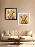 Highland Cow Print 'Flower Girl' by Amy Ansell - Black Square Frame - Blythe Living