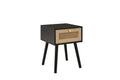 Croxley 1 Drawer Rattan Bedside Black
