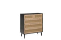 Croxley 5 Drawer Rattan Chest Black
