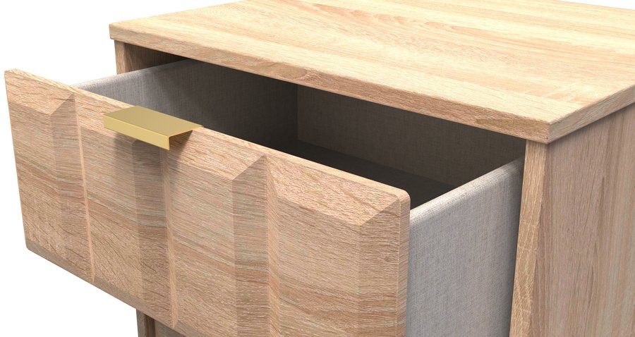 Cube 5 Drawer Bedside Cabinet Bardolino Oak for sale modern bedroom UK
