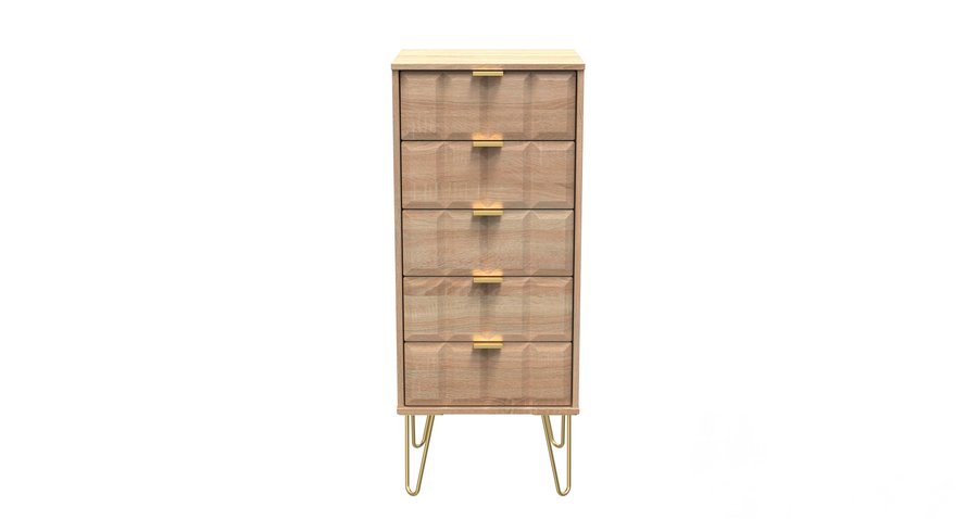 Cube 5 Drawer Bedside Cabinet in Bardolino Oak