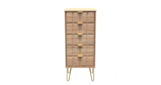 Cube 5 Drawer Bedside Cabinet in Bardolino Oak