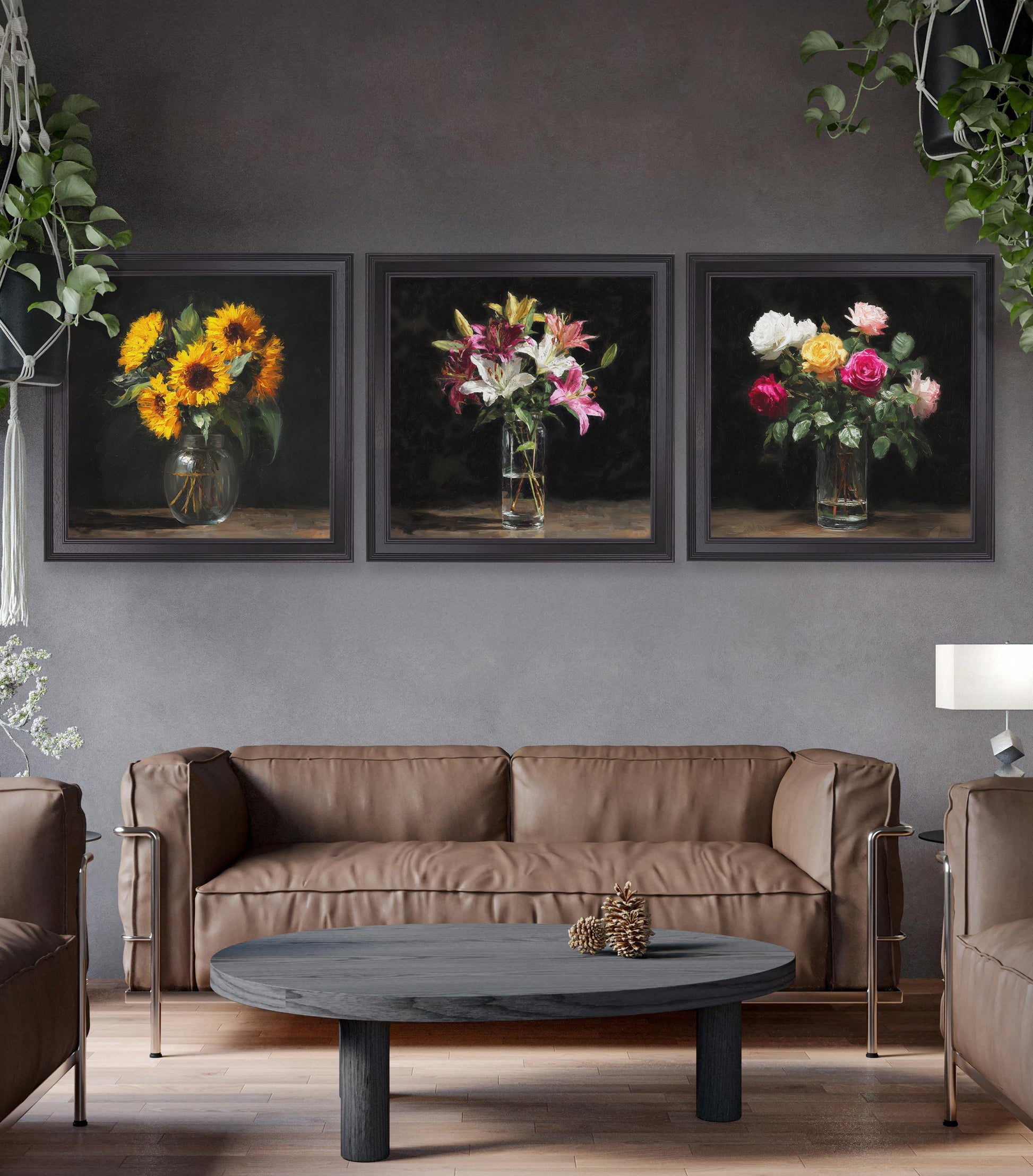Sunflowers After Dark - Black Hurstwood Square Frame - Blythe Living