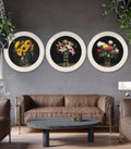 Sunflowers After Dark - Oxford Strong White Round Frame - Blythe Living