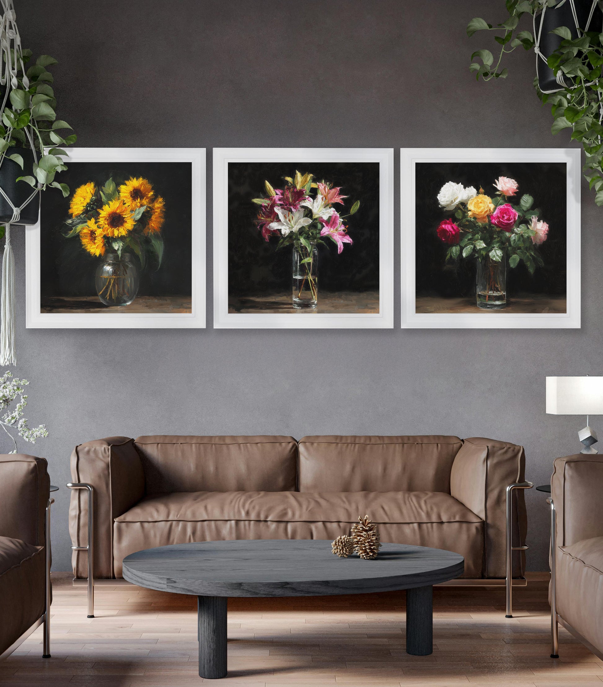 Roses After Dark - White Hurstwood Square Frame - Blythe Living
