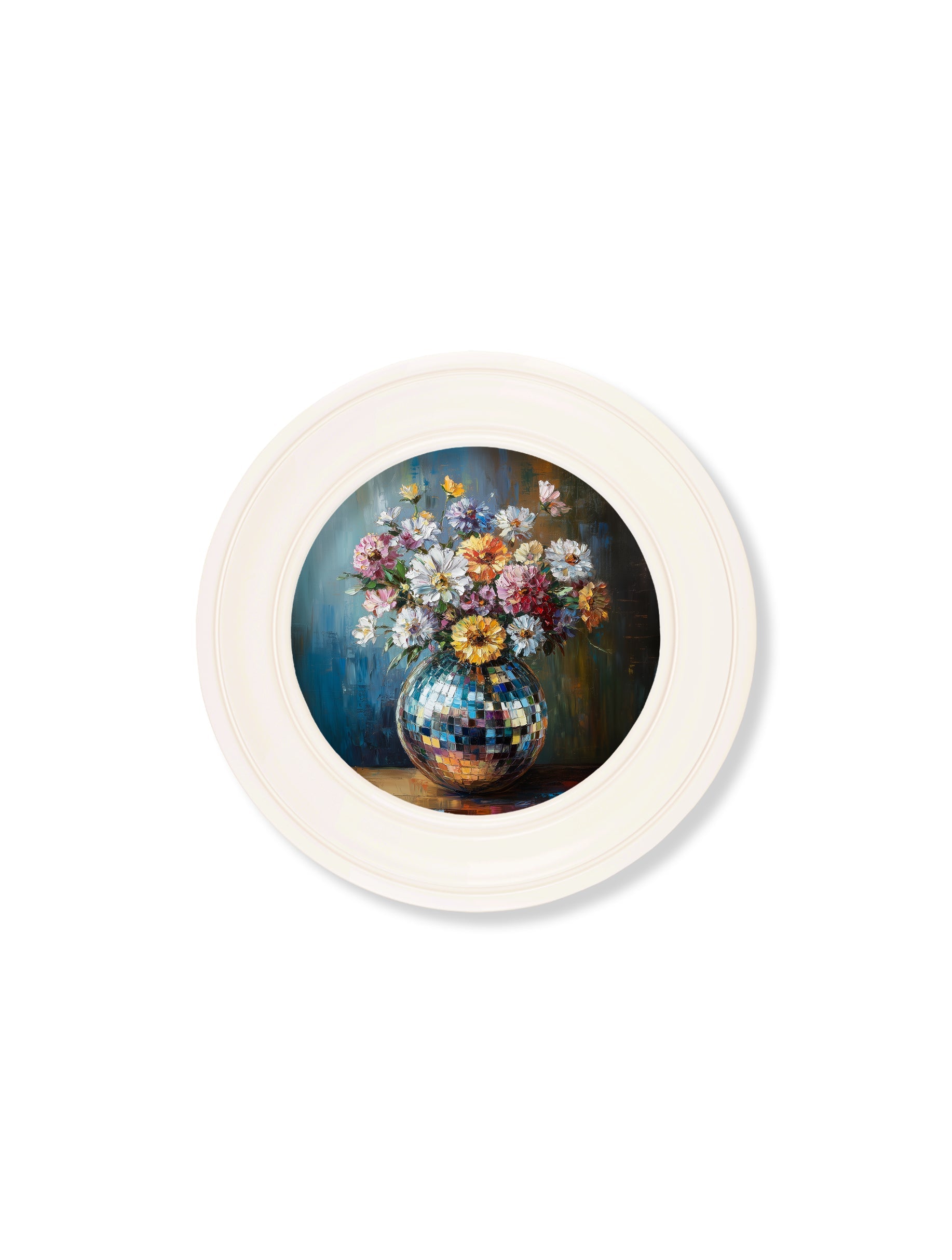 Disco Wildflowers - Oxford Strong White Round Frame - Blythe Living