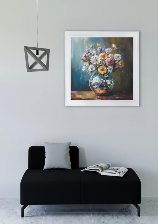 Disco Wildflowers - White Hurstwood Square Frame - Blythe Living