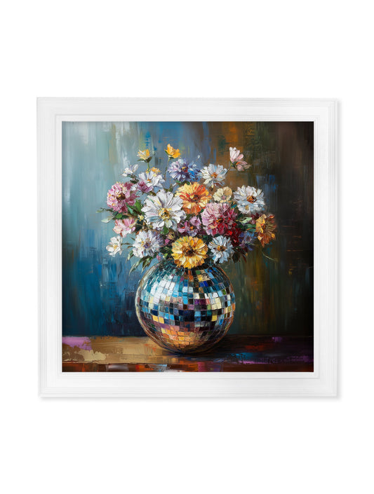 Disco Wildflowers - White Hurstwood Square Frame - Blythe Living