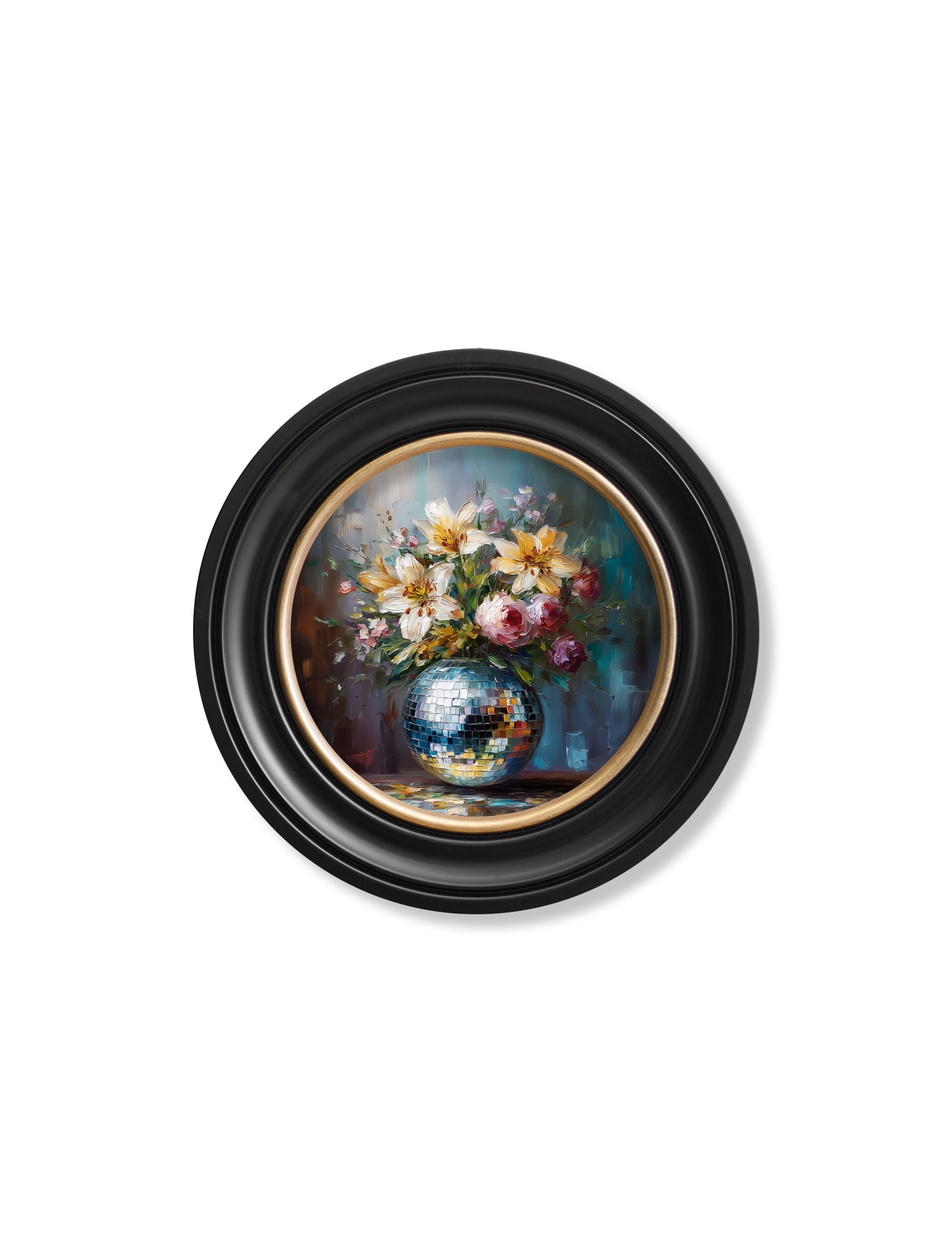 Disco Lilies & Roses - Oxford Round Frame - Blythe Living