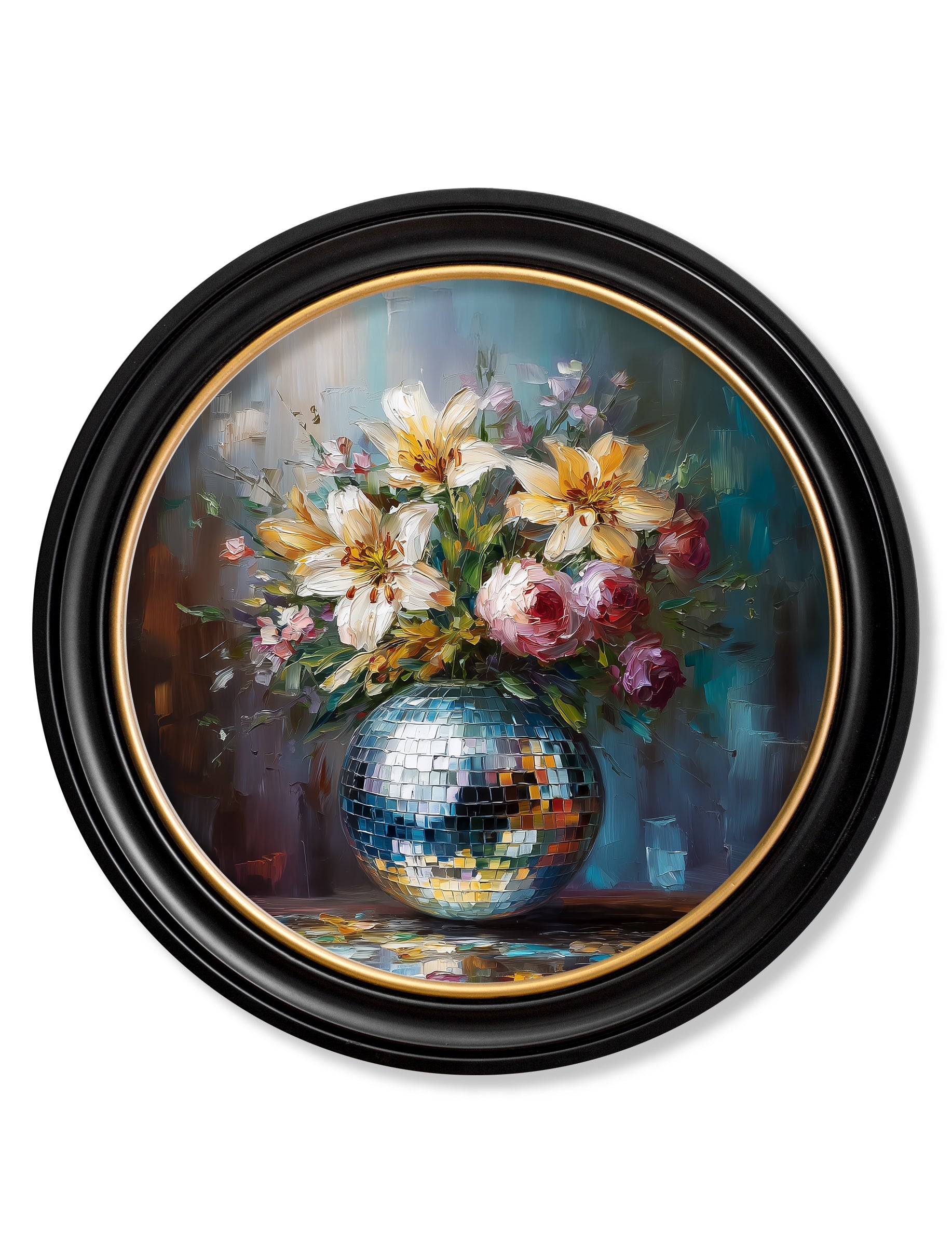 Disco Lilies & Roses - Oxford Round Frame - Blythe Living