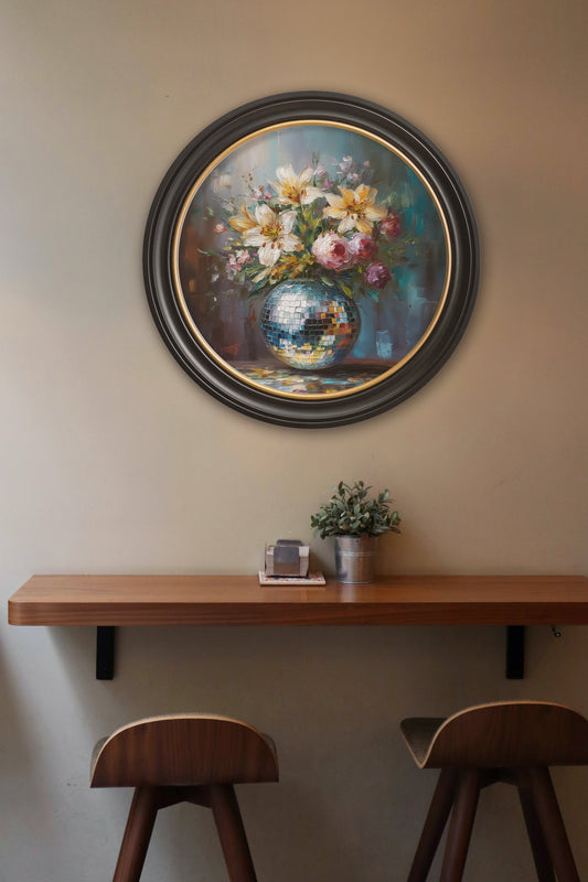 Disco Lilies & Roses - Oxford Round Frame - Blythe Living