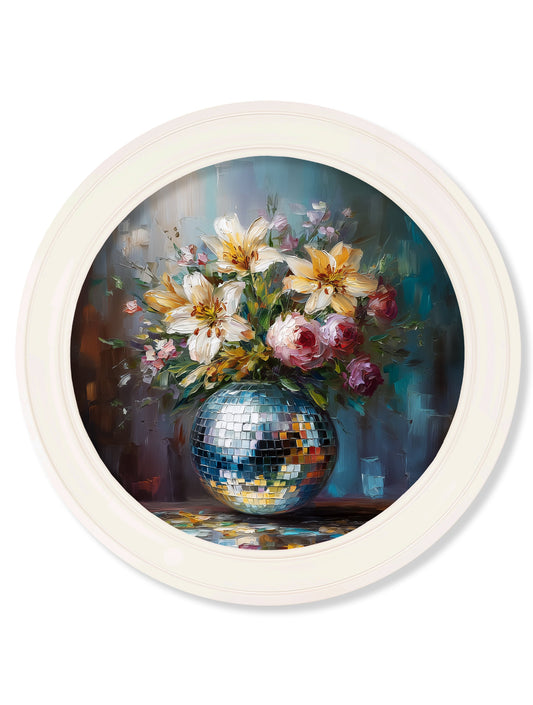 Disco Lilies & Roses - Oxford Strong White Round Frame - Blythe Living
