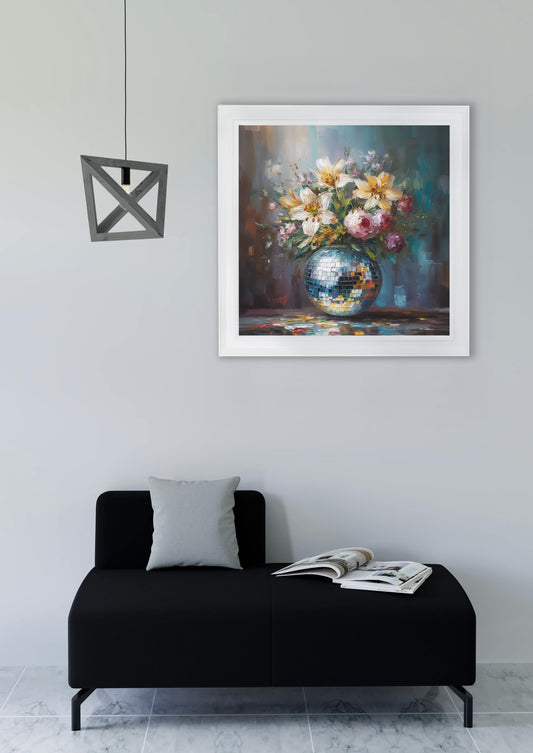 Disco Lilies & Roses - White Hurstwood Square Frame - Blythe Living