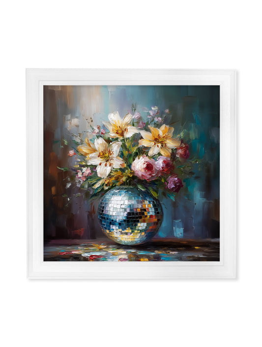 Disco Lilies & Roses - White Hurstwood Square Frame - Blythe Living