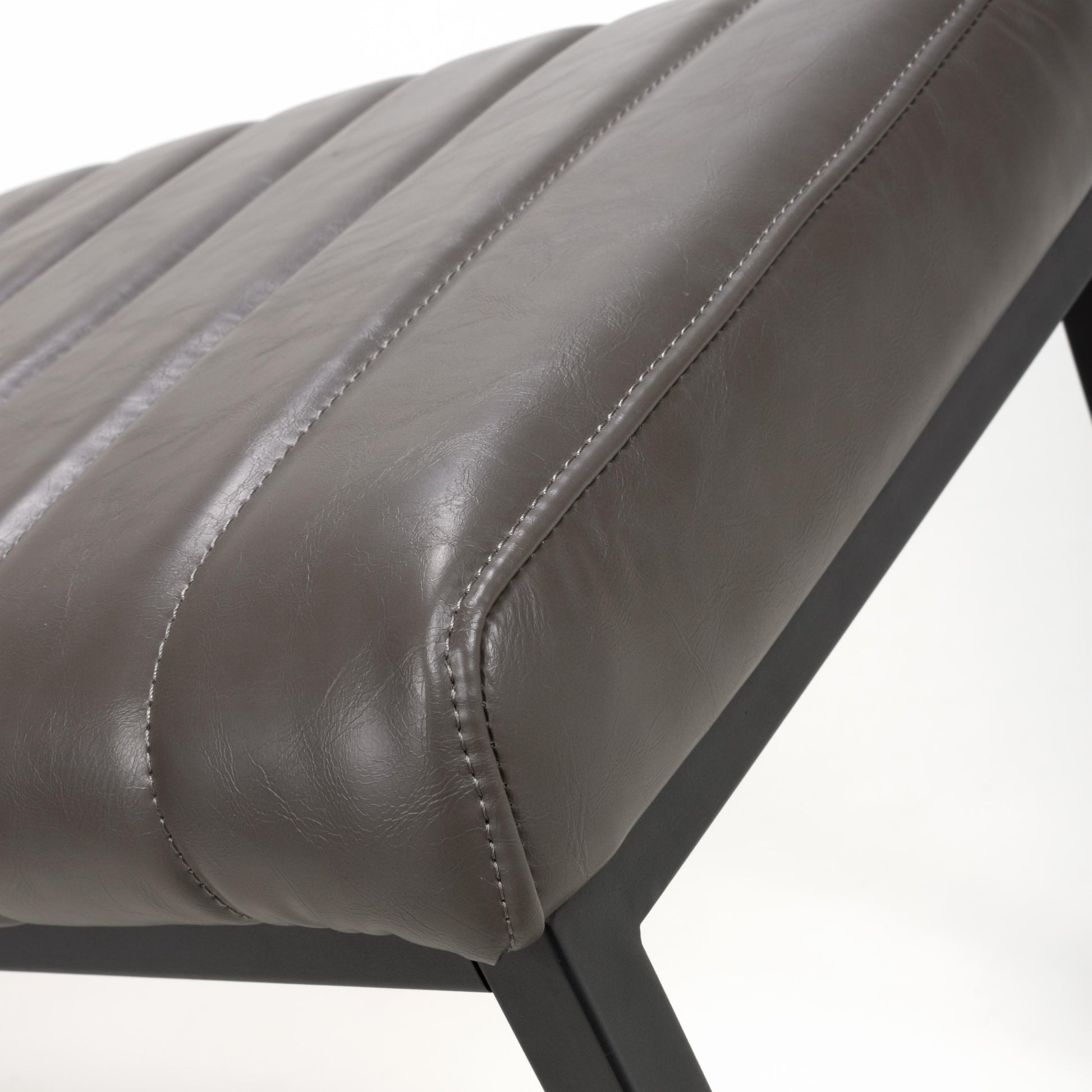 Discover Archer Leather Effect Grey Bench H47cm W120cm stabilising bar UK
