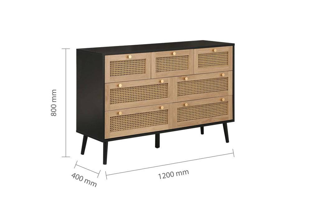 Discover Croxley 7 Drawer Rattan Chest Black rattan styling
