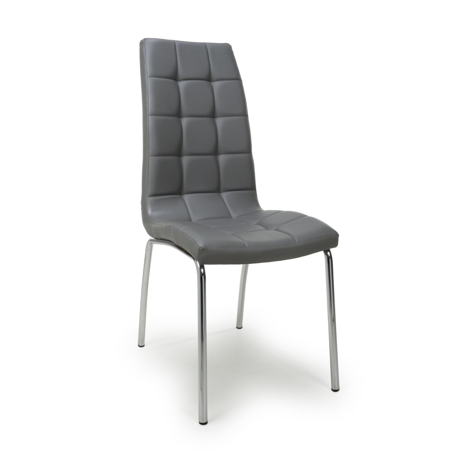 Discover Jenner Leather Effect Grey Chrome Dining Chair for sale UK
