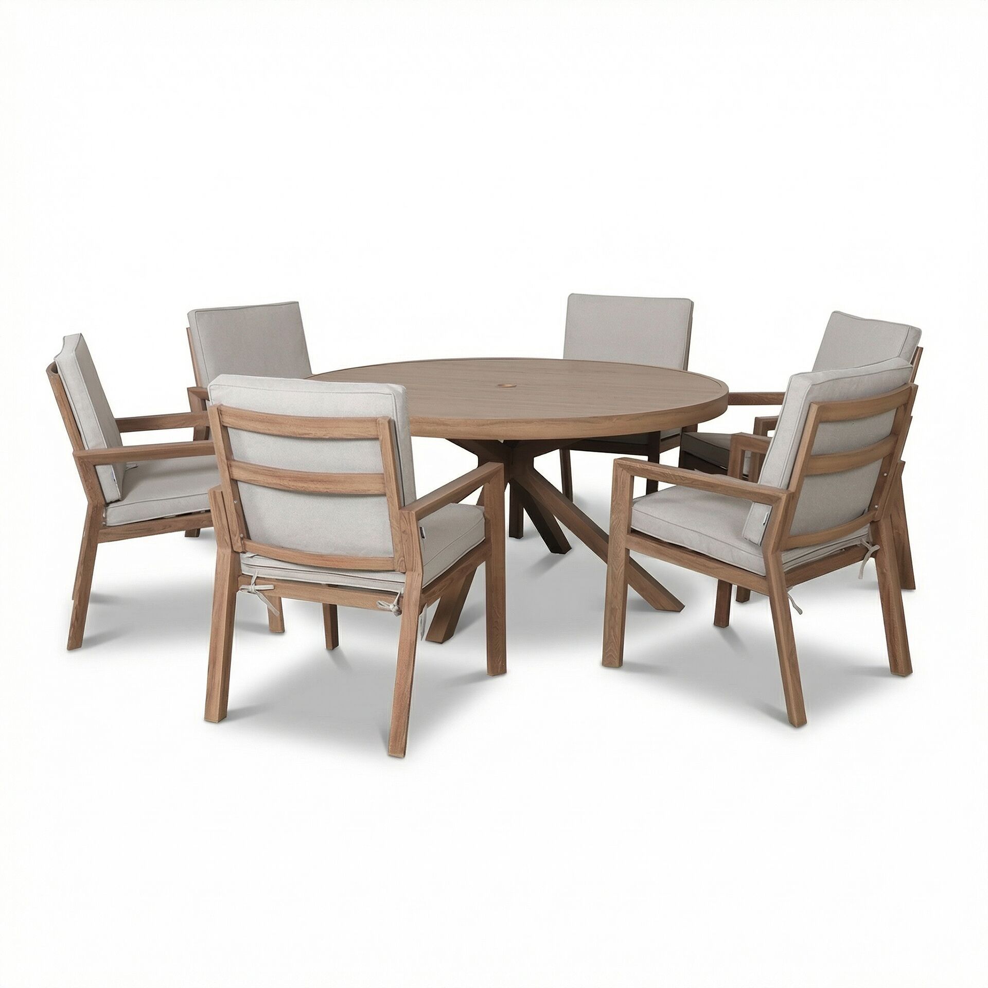 Discover Maze New York Round Dining Set with deep filled cushions

