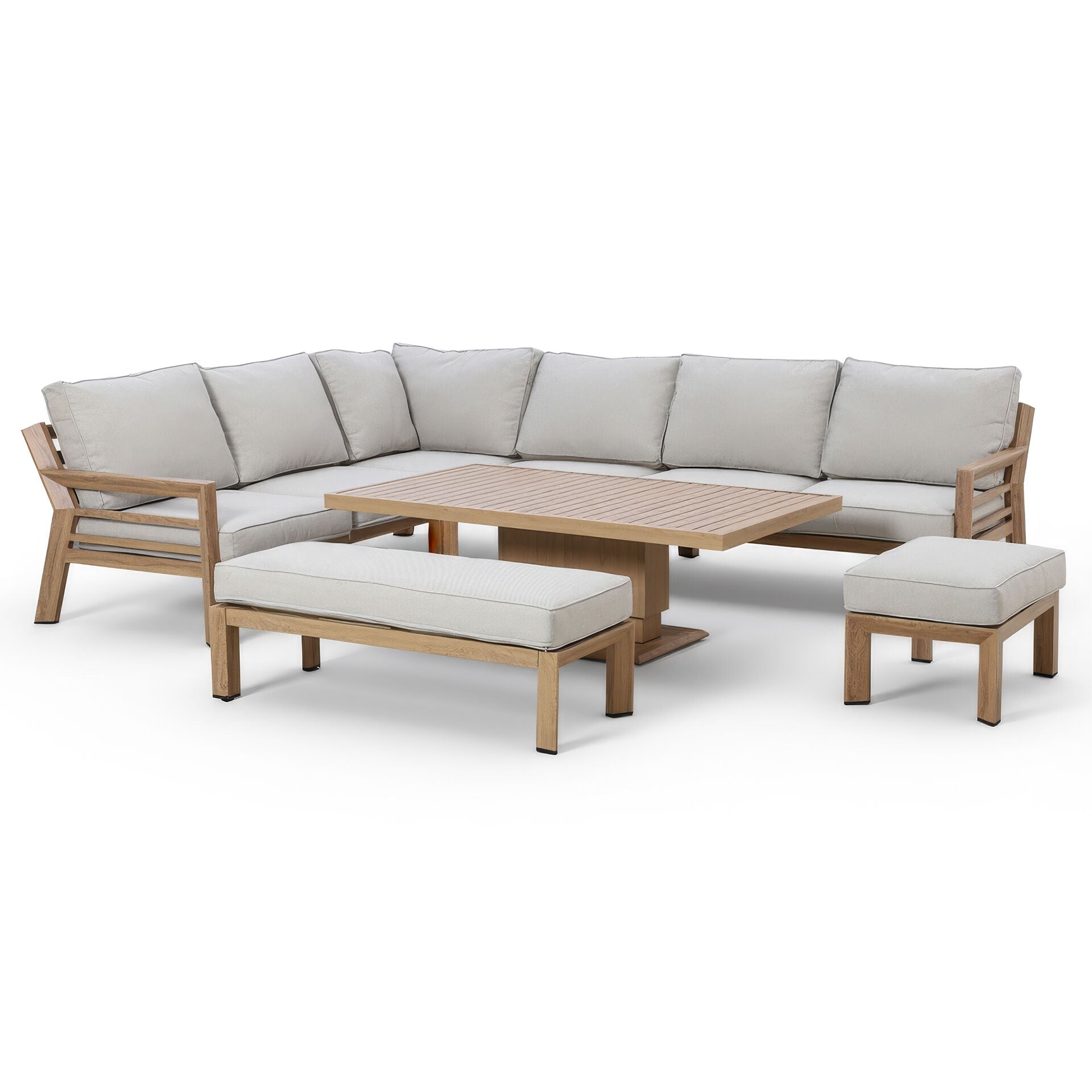 Discover New York Wood Effect Aluminium Corner Dining Set for elegant outdoor living