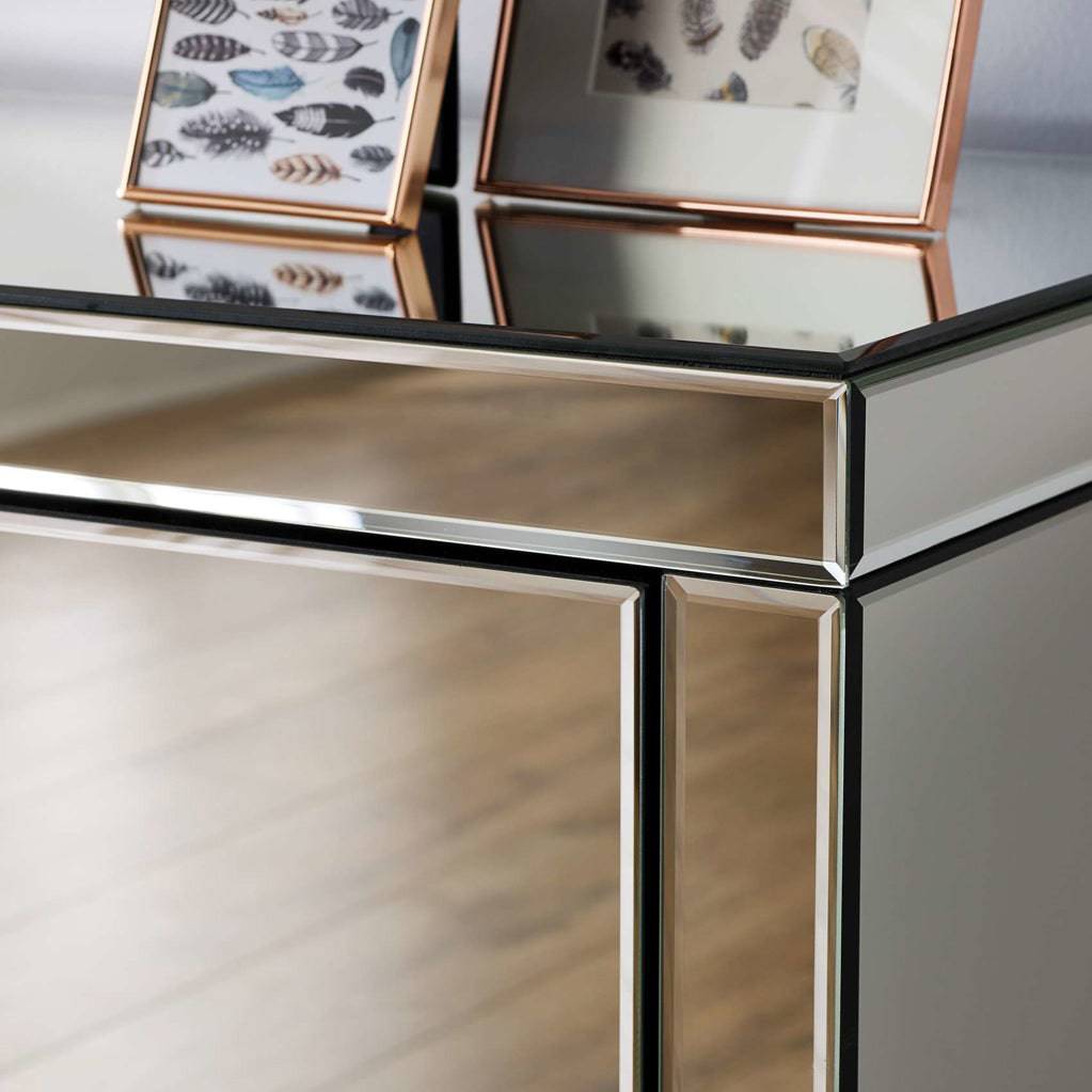 Discover Seville 5 Drawer Narrow Chest H123cm W50cm bevelled mirror design
